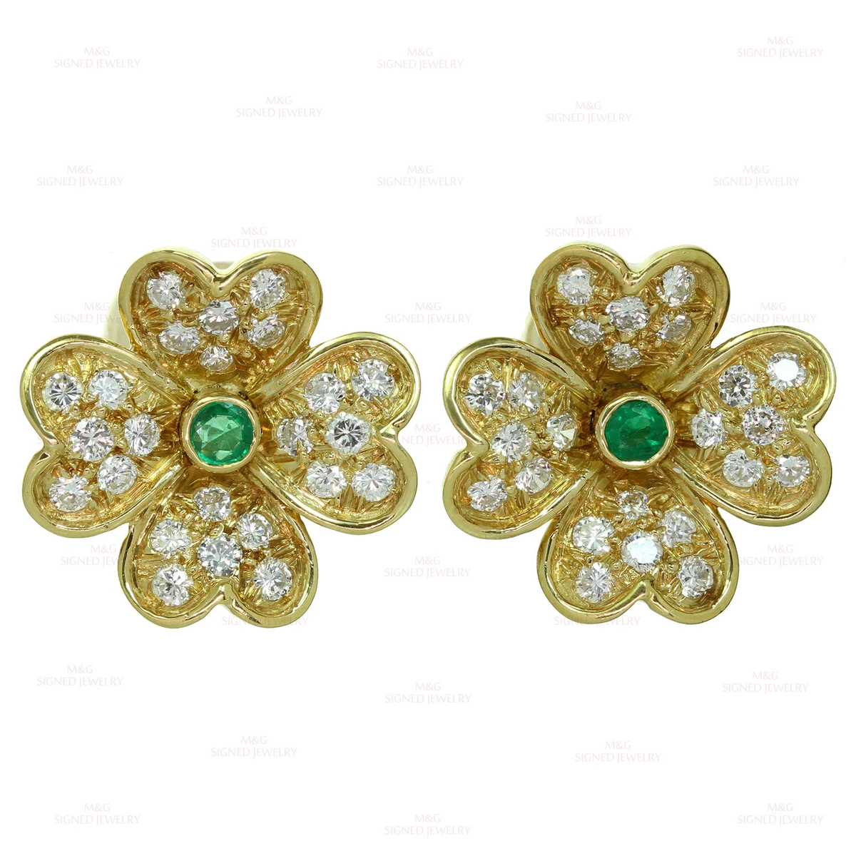 VAN CLEEF ARPEL Frivole Diamond Emerald 18k Yellow Gold Small