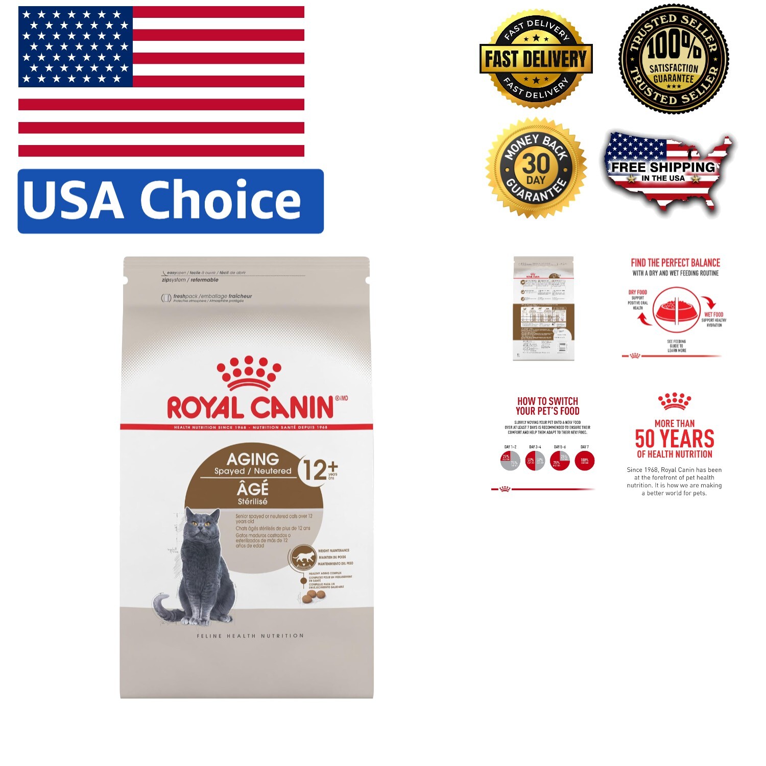 For Senior Spayed/neutered Cats 12+, 7 Lb