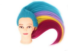 Cosmetology Mannequin Head Hair Training Synthetic 26" Blue/Yellow/Pink