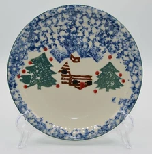 Tienshan Folk Craft Cabin in the Snow Salad Dessert Plate  7/3/4 inch Mint