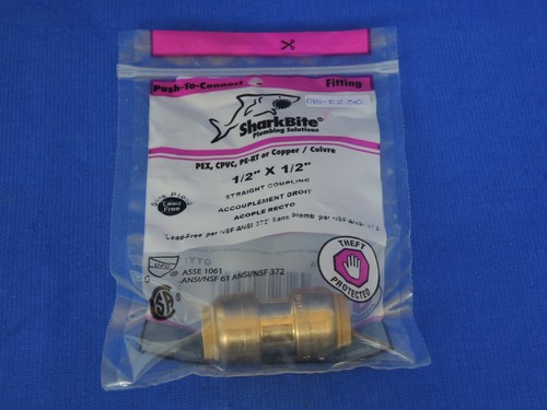 SharkBite U008LFA Straight Coupling 1/2" x 1/2" (New) - Picture 2 of 3