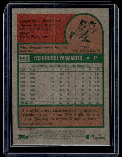 2024 Topps Heritage High Number Rookie Yoshinobu Yamamoto Dodgers RC - Picture 2 of 2
