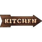 Kitchen Bulb Letters Novelty Metal Arrow Sign Directional 17" x 5" Wall Decor