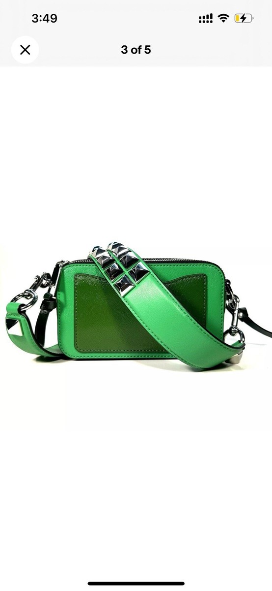MARC JACOBS Snapshot Stud Saffiano Leather Shoulder Bag Fern Green