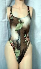 Forest Floral Pattern Open Back Spandex Leotard for Women size 8 Small