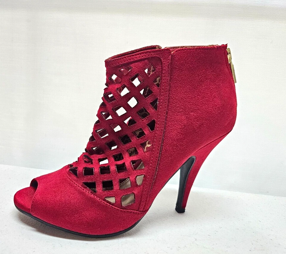 Женские туфли-лодочки Christian Siriano размер 6,5 4 дюйма на шпильке красные ботильоны с открытым носком - Изображение 2 из 4