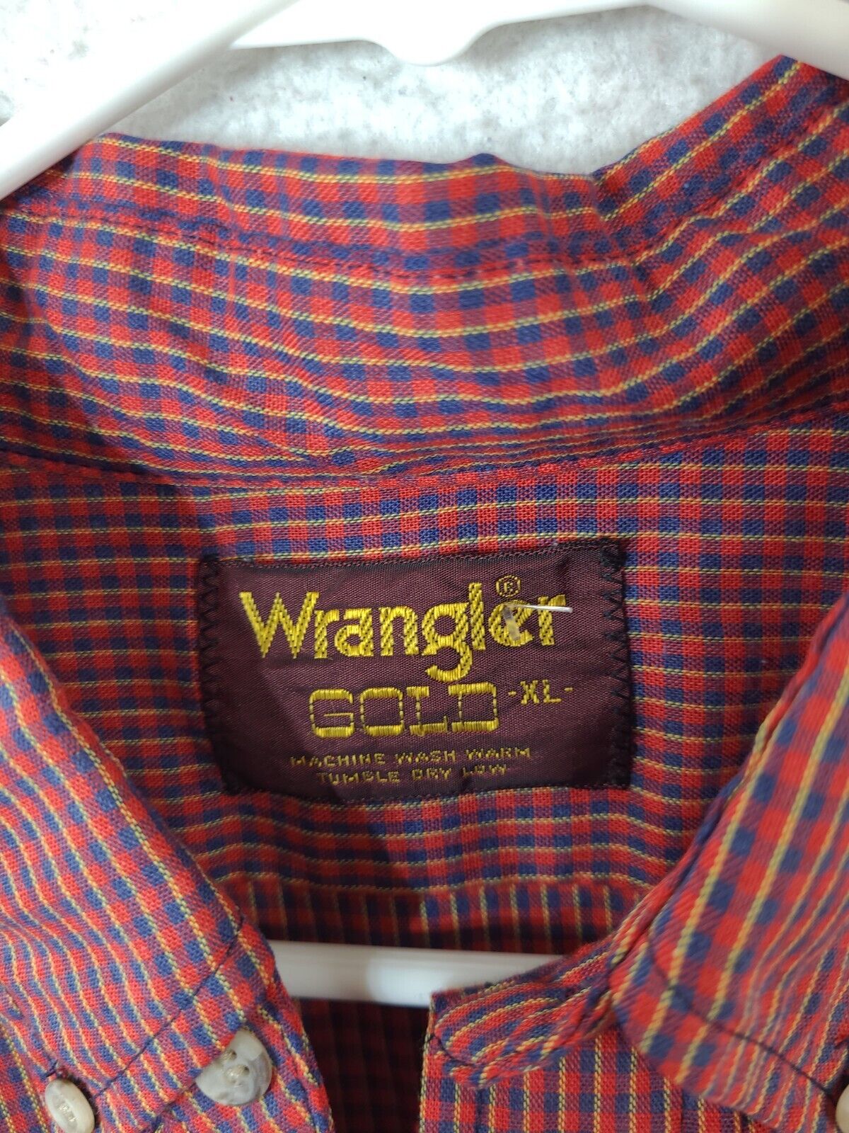 Sleeve Check Red blemish Shirt Western | Wrangler eBay XL Mens Long Gold