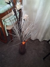 Wooden Vase With Flowers