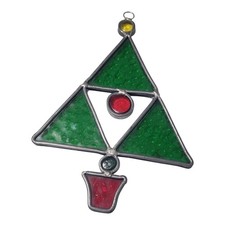 Vintage Stained Glass Christmas Tree Ornament Suncatcher