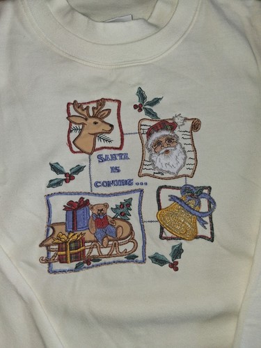 Vintage 1990s BOBBIE BROOKS Santa Christmas Sweatshirt XL