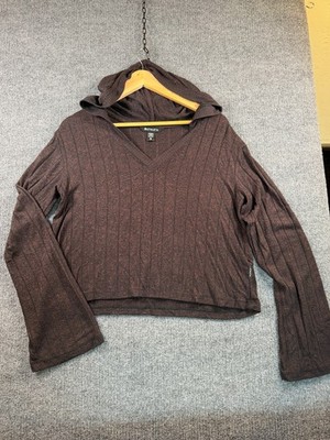 Athleta Harmony Pose Hoodie Pullover Sweater Dark Mahogany Heather Sz XS Workout