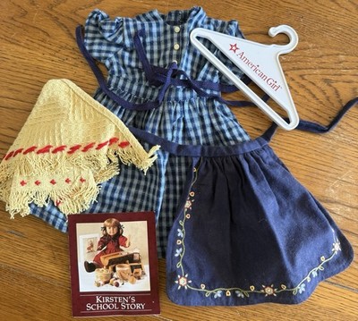 American Girl Pleasant Company Kirsten On The Trail Checkered Dress Outfit Shawl
