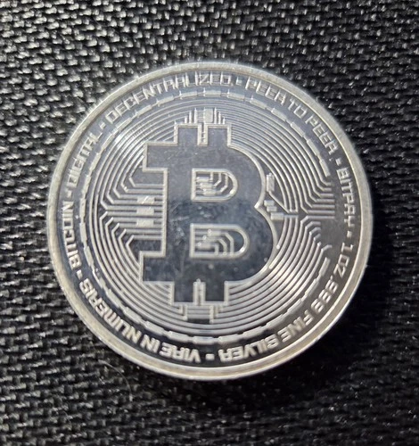 Bitcoin 1 oz .999 Fine Silver Round BU Crypto Commemorative BlockChain