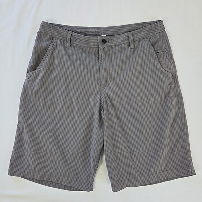 Lululemon Athletica ABC Commission Golf Shorts Gray Check Plaid Men's 36 Nylon