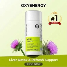 Milk Thistle Liver Detox Supplement   300mg Silymarin   OXYENERGY   90 Veg Capsu