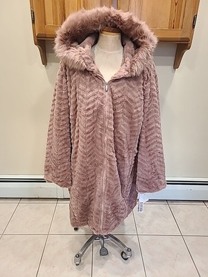 d.e.t.a.i.l.s. intl women's jacket Faux Fur Teddy Coat Dusty Pink Plus Size 3x