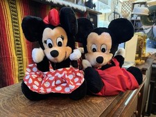 Vintage Mickey Minnie Mouse Plush Hand Puppets - Applause 1986