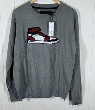 Mostly Heard Rarely Seen Sneaker Graphic Knit Pullover Sweater 2XL Heather Grey