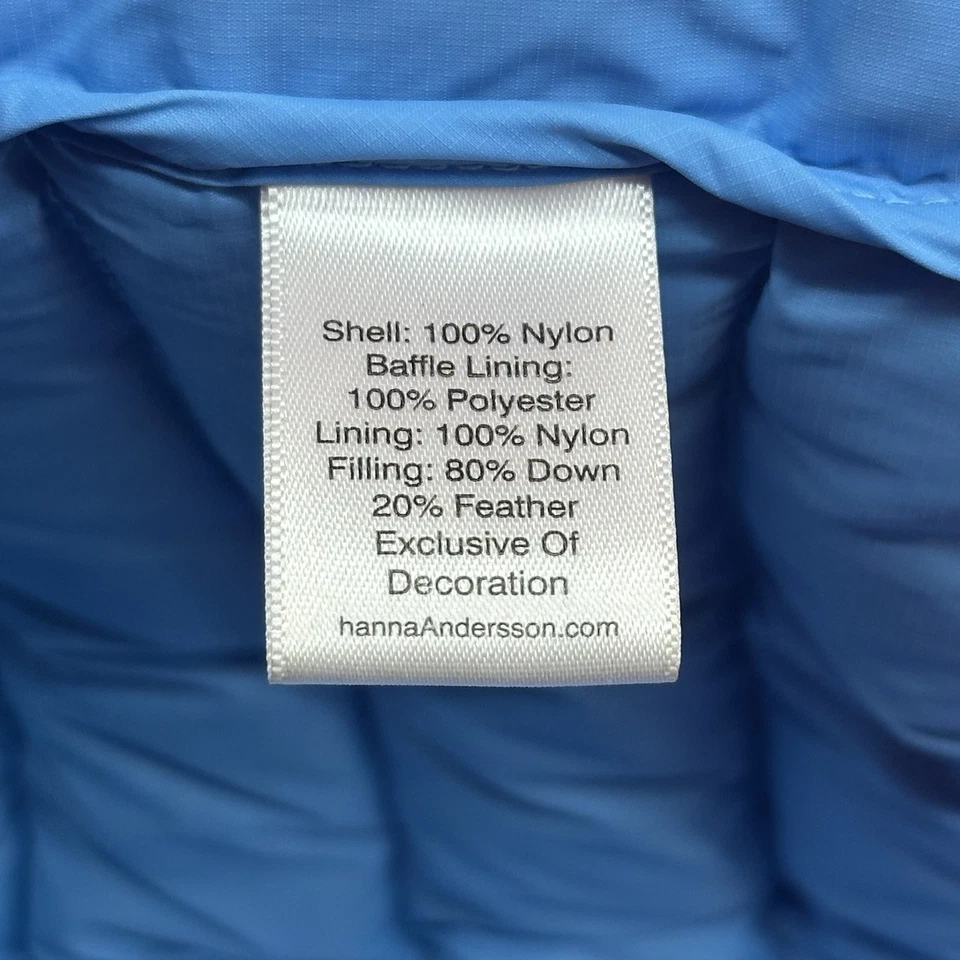Chaleco acolchado Hanna Andersson unisex para niños talla 6-7 azul nailon cremallera completa relleno Foto 3 de 4