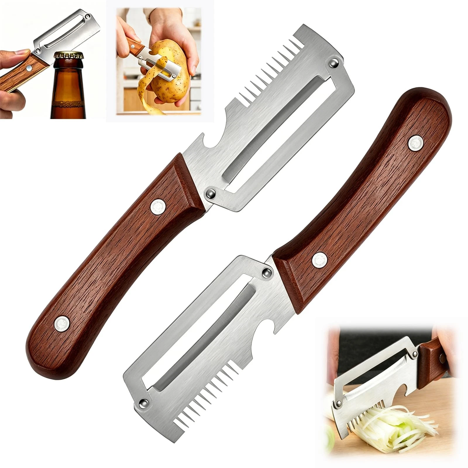 2PCS Multi-Functional Vegetable Peeler for Kitchen with Wooden Handle and Bot...
Opens in a new wind