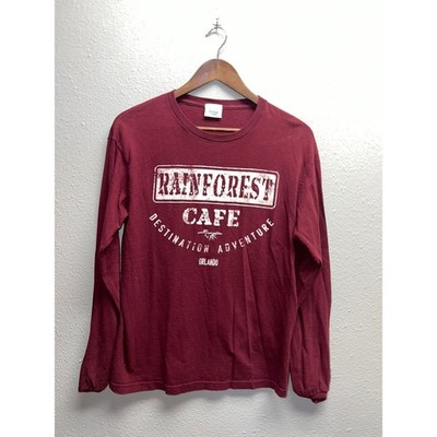 Rainforest Cafe Shirt Destination Adventure Orlando Long Sleeve Red Tee Medium