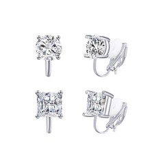 2 Pairs Clip On Earrings 8MM Crystal Non Pierced Clip On Stud Ear