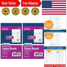 All-Purpose Carbonless Sales Book, 3 Count - Ideal for Receipts and Invoices