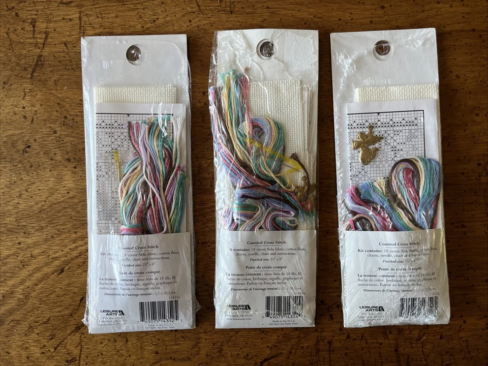 3 Bookmarks With Angel Charms Cross Stitch Kits - Leisure Arts- Believe - Gather - Image 2 of 2