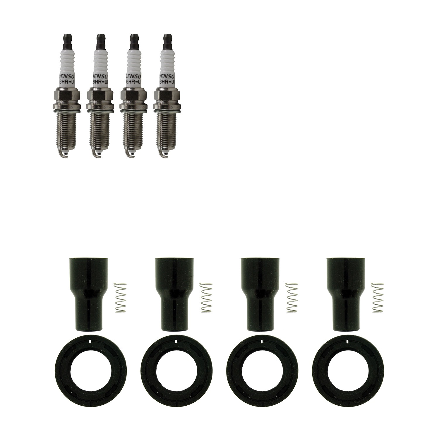 Denso 4 Standard Plugs  NGK Ignition Coil Boots Kit for Camry RAV4 Highlander