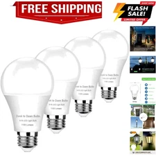 4 Pack Dusk to Dawn LED Light Bulbs 10W75W Equivalent, 3000K Soft White 1100L...
