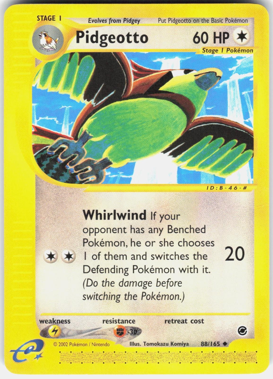Pidgeotto 88/165 Uncommon Expedition Base Set Pokemon Moderately Played-crease