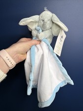 Disney Store Dumbo Elephant Baby Comforter Soother White Blue Blankie Blanket