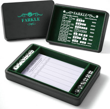 Deluxe Farkle Dice Tray and Storage - Elegant Faux Leather Travel Case with Scor