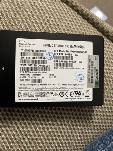 MZ-7LM480N HMHQ-000H3 SAMSUNG SSD FESTPLATTE 480GB 6G SATA 2.5 SFF PM863A