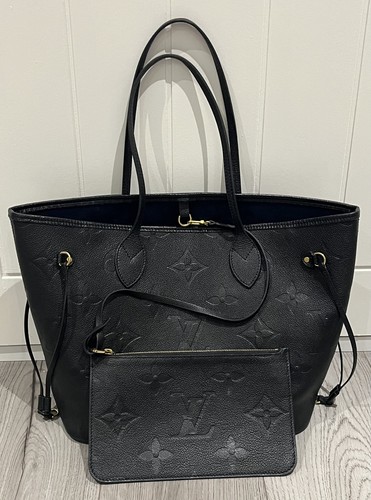 Louis Vuitton - Neverfull MM Tote Bag & Pouch - Black Leather