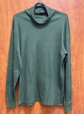 J Crew Oarsman Turtle Neck Mens XL Long Sleeve Green Made In USA Fishing Hiking