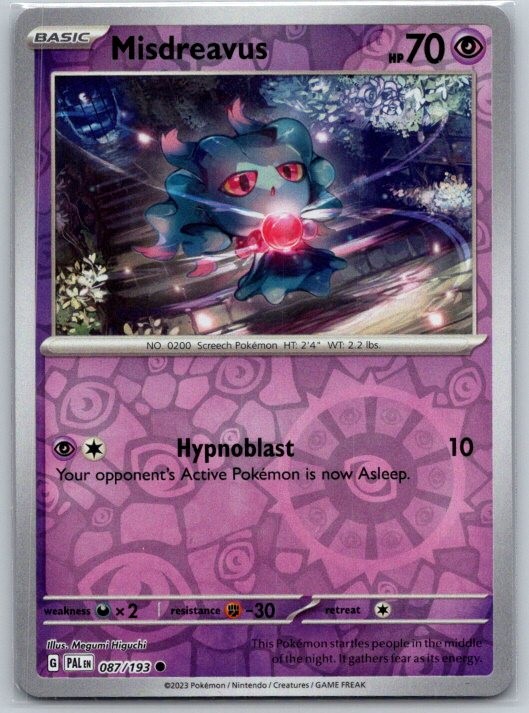 Misdreavus 087/193 Common Paldea Evolved Pokemon Reverse Holo Near Mint