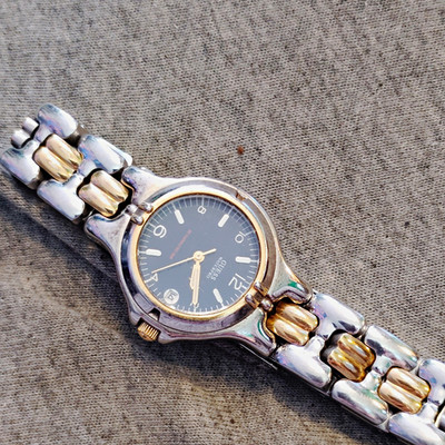 GUESS Waterpro Women s Quartz Analog Two-Tone Bracelet Watch Blue Dial Date