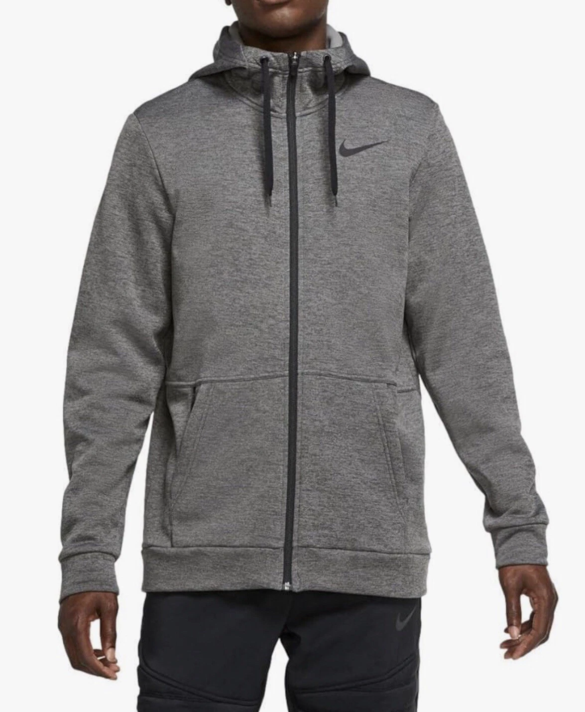 Nike Men's Therma Full-Zip Training Hoodie Charcoal Heather/Black, Medium