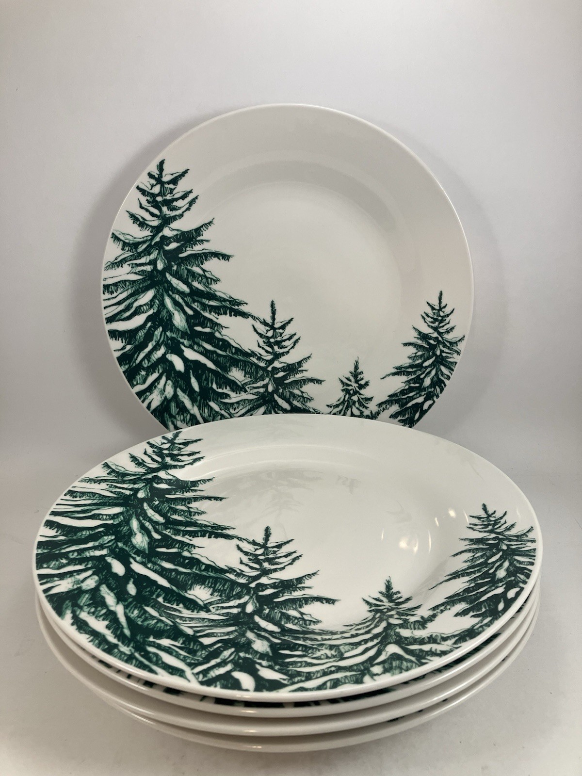 Royal Norfolk Green Evergreen Trees Dinner Plates 10 1/2" [Set of 5]