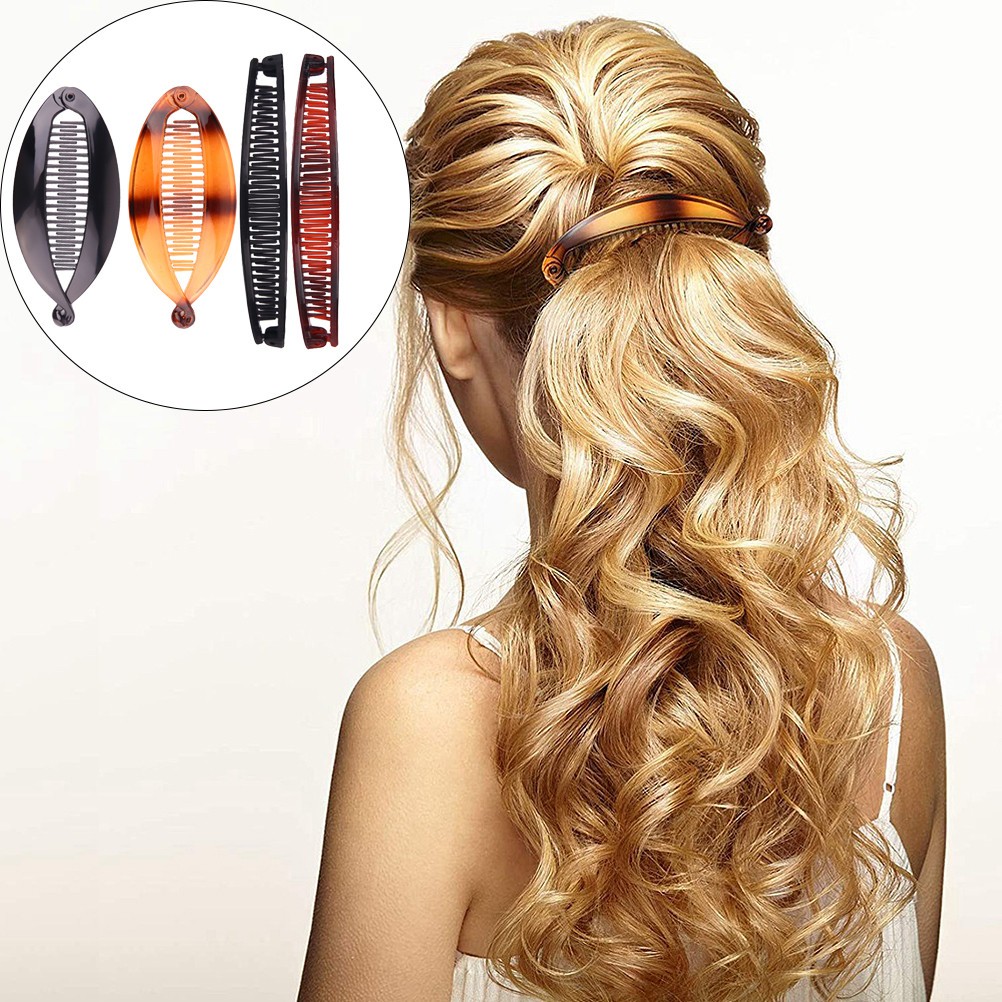 8 Pcs Sleek Hair Accessories Banana Clips Teasing Comb for Women Thick