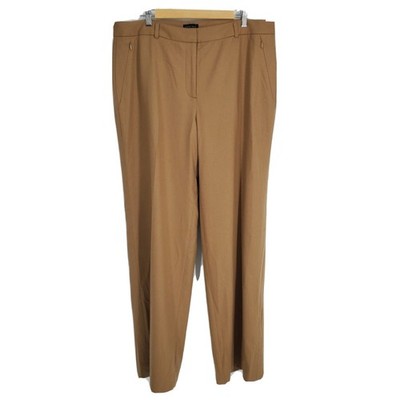 New Carlisle Collection Wide Leg Trouser Pants Wool Cashmere Stretch Tan Size 16