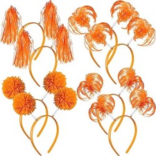 8 Pcs Christmas Pom Pom Headbands Spirit Party Headbands Tinsel Orange