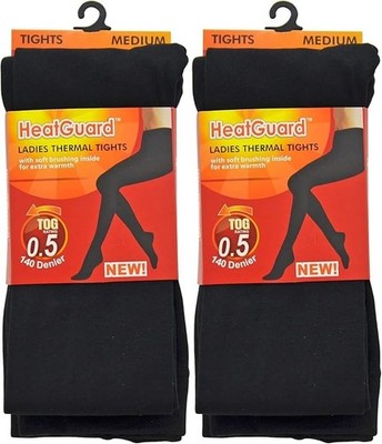 Damen Fleece gefütterte Thermo Strumpfhosen 140 DEN weich warm 2er Pack Winterkleidung