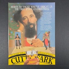 1982 Cutty Sark Scotch Whisky Vintage Print Ad Charles Dickens A Christmas Carol