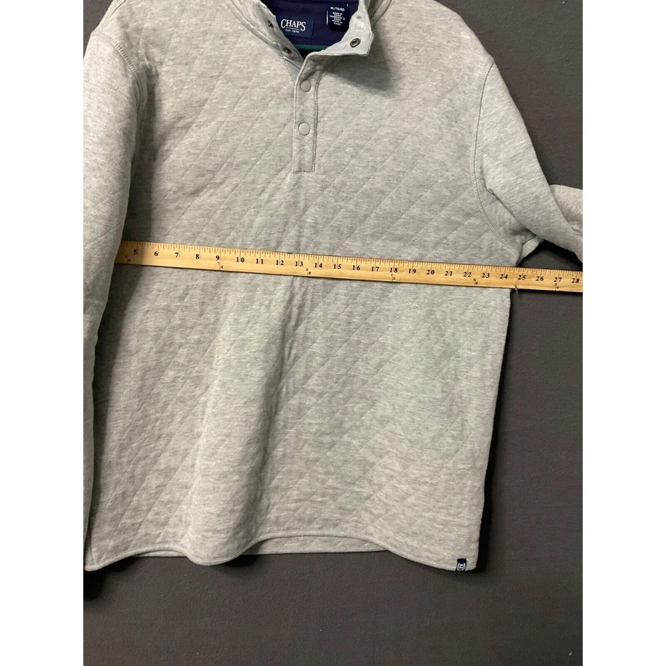 Camisa Pullover Chaps Para Hombres XL Gris Acolchada 1/4 A Presión Manga Larga Cuello Simulado Foto 4 de 4