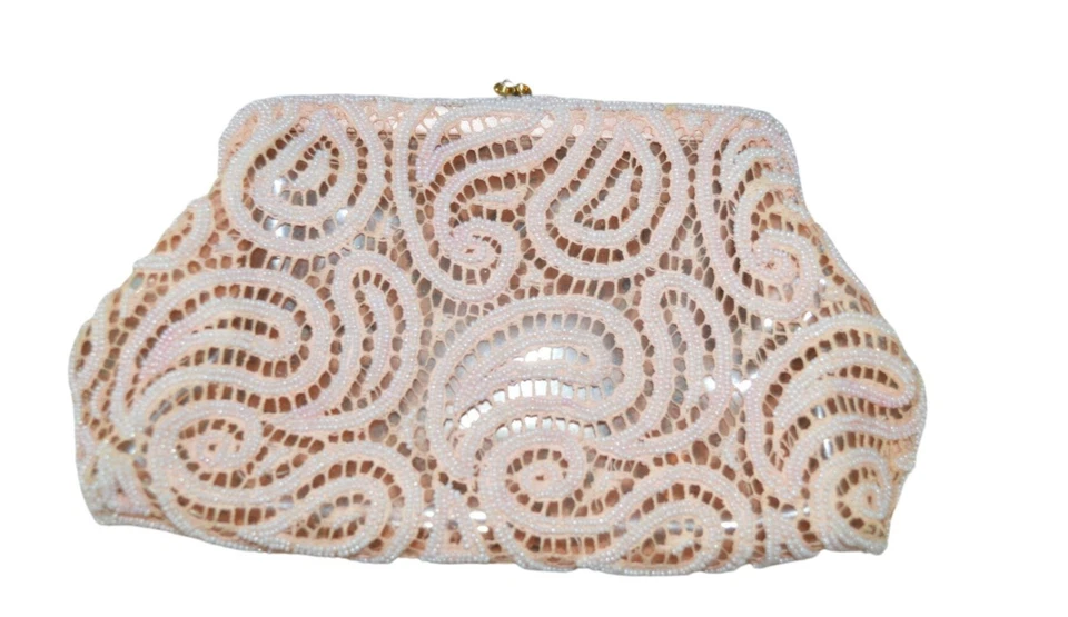 Винтажный румяна розовый бисером кружева поцелуй замок вечер застежки пластиковый интерьер свадьбы - Изображение 2 из 4