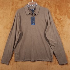 KENNETH COLE Polo Shirt Mens XL Brown Long Sleeve 4 Way Flex Moisture Wicking