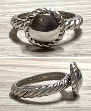 Vintage Designer FB Sterling Silver Twisted Cable Disk Band Ring, Size 8, 3g