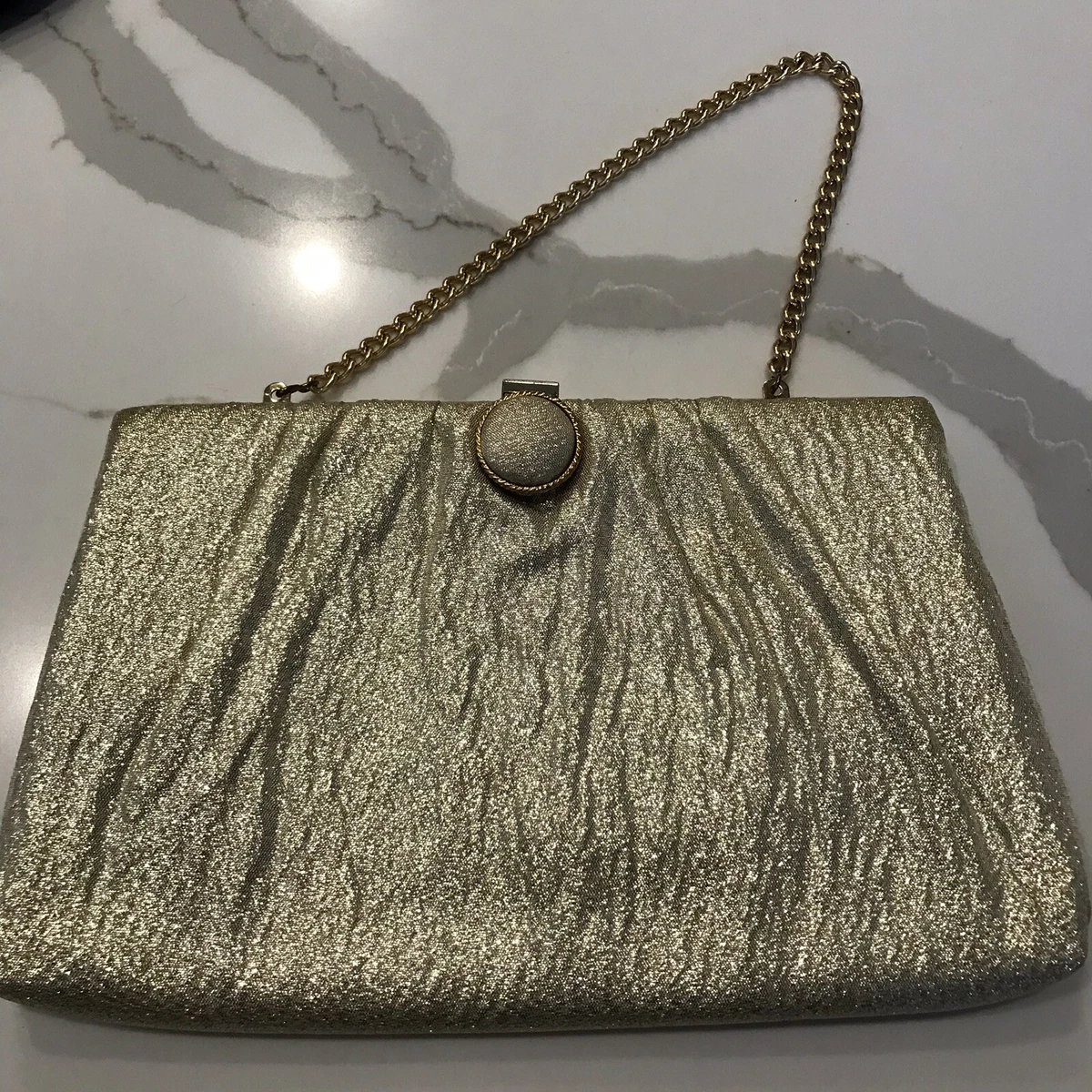 Vintage HL Harry Levine Gold Evening Purse Clutch Made in USA